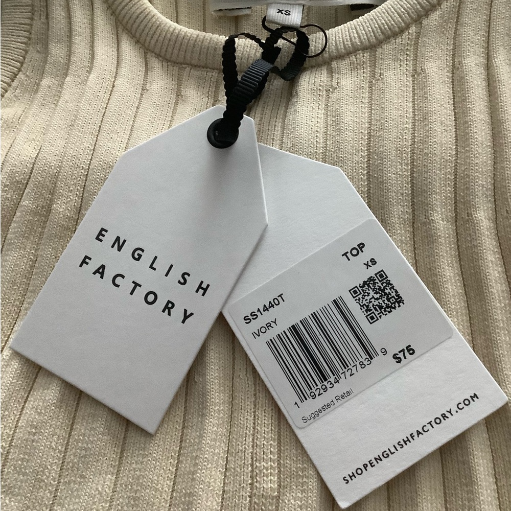 English Factory Ivory Ribbed Top - Picture 3 of 3